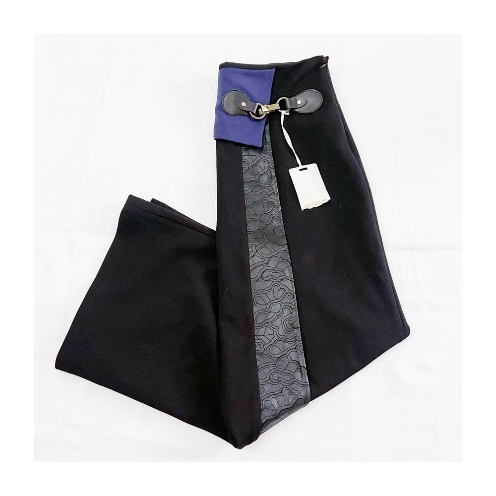 SETRMS Black Block Patterned Long A-Line Skirt NW… - image 1